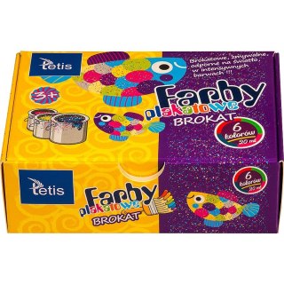 Farby plakatowe Tetis brokat kolor: mix 20ml 6 kolor. (KF003-A)