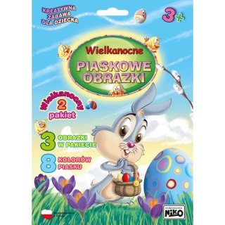 Piasek do modelowania 8 kol. WIELKANOCNE OBRAZKI w pakiecie: kwiaty w pisance, zajączek, kogutek mix