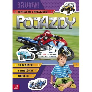 Książeczka edukacyjna Aksjomat Pojazdy. Bruum! Minialbum z naklejkami (fioletowe)