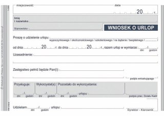 Druk offsetowy Michalczyk i Prokop Wniosek o urlop A6 40k. (515-5)