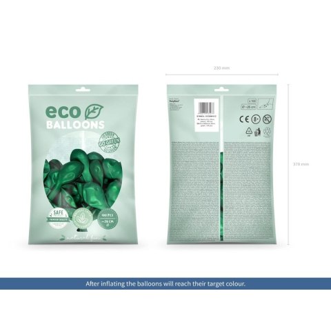 Balon gumowy Partydeco Metalizowane Eco Balloons zielony 260mm (ECO26M-012)