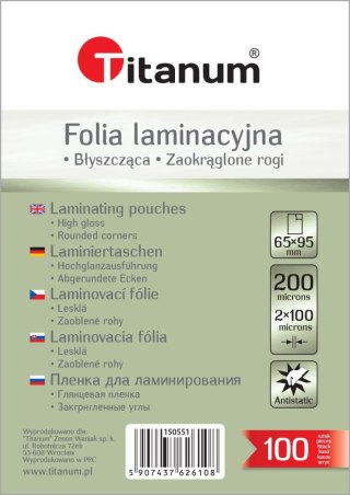 Folia do laminowania Titanum przezroczysty 100mic. [mm:] 65x95