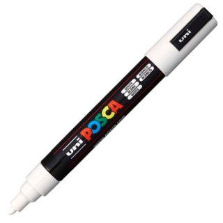 Marker specjalistyczny Uni POSCA Biały, biały 5mm okrągła końcówka (PC-5m)