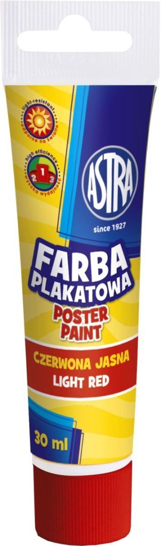 Farby plakatowe Astra kolor: czerwony jasny 30ml 1 kolor.