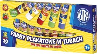 Farby plakatowe Astra kolor: mix 30ml 12 kolor. (83110901)