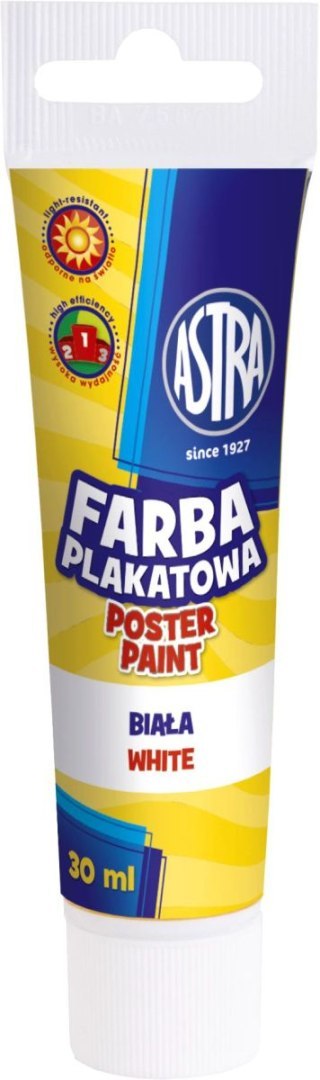 Farby plakatowe Astra w tubie kolor: biały 30ml 1 kolor. (83110904)