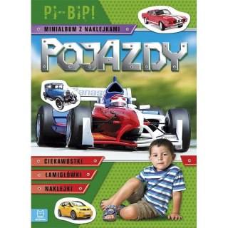 Książeczka edukacyjna Aksjomat Pojazdy. Pi-bip! Minialbum z naklejkami (zielone)