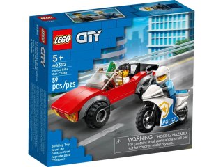 Klocki konstrukcyjne Lego City Motocykl policyjny pościg samochodu (60392)