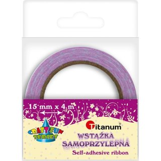 Taśma ozdobna Titanum Craft-Fun Series tekstylna samoprzylepna w kropki 15x4 [mm x m] różowa