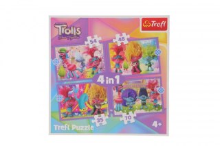 Puzzle Trefl Universal Trolls 3 Przygody kolorowych Trolli 4w1 el. (34622)