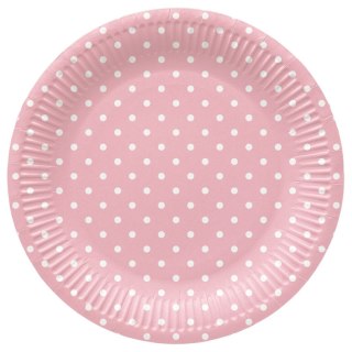 Talerz jednorazowy Paw Dots Light Pink śr. 230mm 8 szt (PPL8002204)