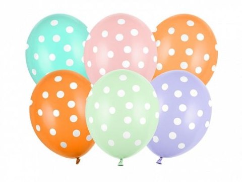 Balon gumowy Partydeco Kropki, mix (1 op. / 6 szt.) mix 300mm (SB14P-318-000-6)