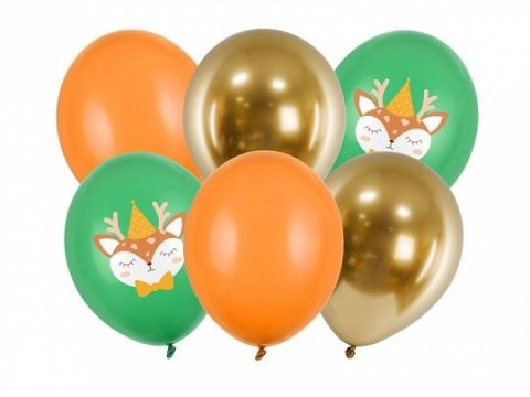 Balon gumowy Partydeco jelonek mix 6szt. mix 300mm (SB14P-317-000-6)