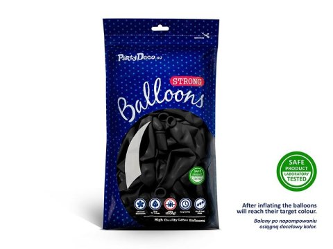 Balon gumowy Partydeco Strong Pastel Black czarny 300mm (SB14P-010-50)