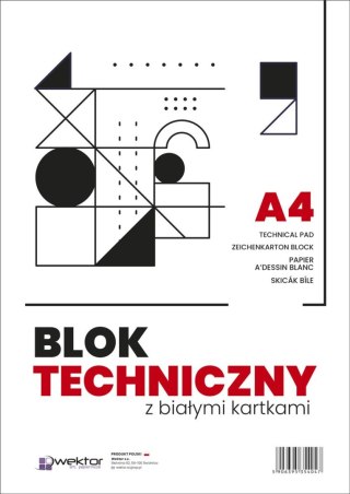 Blok techniczny Wektor A4 biały 160g 10k [mm:] 210x297