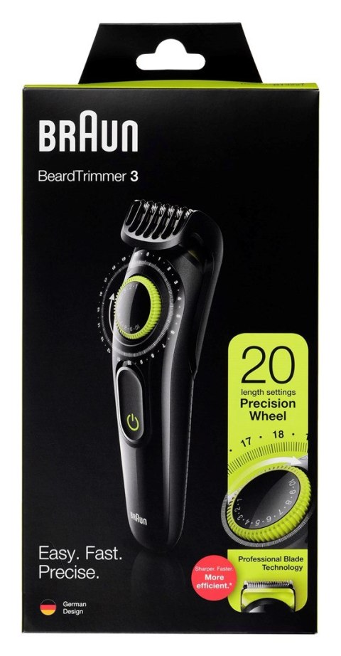 Trymer do brody BRAUN BeardTrimmer 3 BT3323 Bezprzewodowy Czarny/Zielony