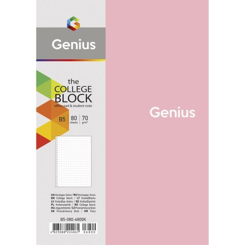 Kołozeszyt (kołobrulion) Astra genius 104021025 B5 80k. 70g krata