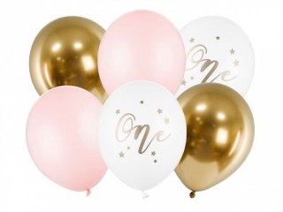 Balon gumowy Partydeco One, Pastel Pale Pink 6 sztuk mix 300mm (SB14P-307-081B-6)