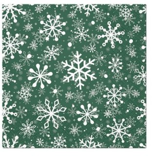 Serwetki Paw Lunch BN Christmas Snowflakes green mix bibuła [mm:] 330x330 (SDL230616)