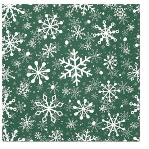 Serwetki Paw Lunch BN Christmas Snowflakes green mix bibuła [mm:] 330x330 (SDL230616)