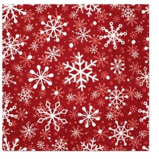 Serwetki Paw Lunch BN Christmas Snowflakes red mix bibuła [mm:] 330x330 (SDL230603)