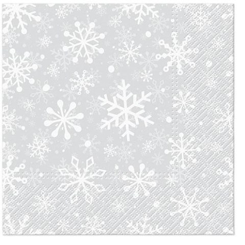 Serwetki Paw Lunch BN Christmas Snowflakes silver mix nadruk bibuła [mm:] 330x330 (SDL230608)