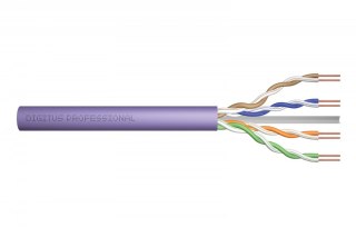 Kabel teleinformatyczny, instalacyjny, U/UTP kat.6 4x2xAWG23/1, drut, miedziany, LSZH, 100m, fioletowy