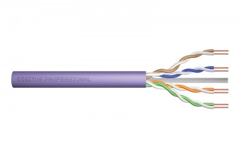 Kabel teleinformatyczny, instalacyjny, U/UTP kat.6 4x2xAWG23/1, drut, miedziany, LSZH, 100m, fioletowy