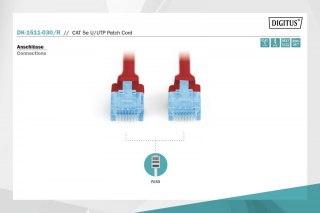 Patch cord kat.5e UTP, CU, AWG 26/7 3m Czerwony