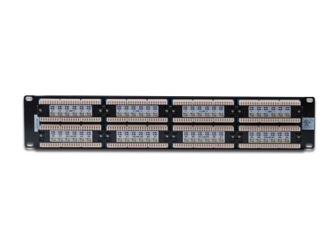 Patch panel 19" 48 portów, kat.5e, U/UTP, 2U, czarny (kompletny)