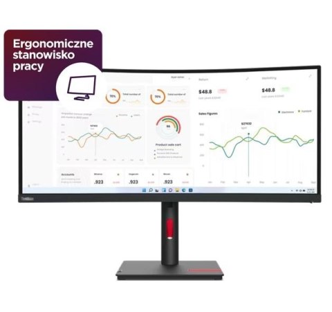 Monitor 34 cale ThinkVision T34w-30 WLED LCD 63D4GAT1EU