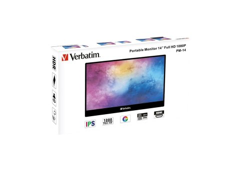 Verbatim 49590 monitor komputerowy 35,6 cm (14") 1920 x 1080 px Full HD LCD Czarny