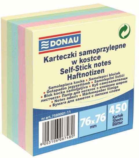 Notes samoprzylepny Donau mix pastelowy 450k [mm:] 76x76 (7589001-11)