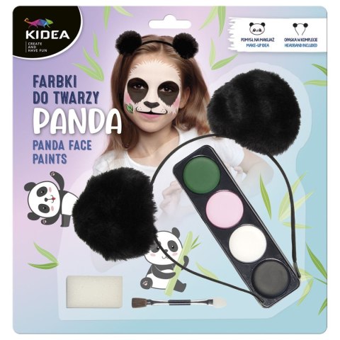 Farba do malowania twarzy Derform kidea Zestaw z opaska panda 4 kolor. (FDTZPAKA)