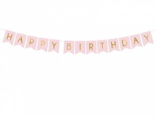 Girlanda Partydeco Baner Happy Birthday, j. różowy, 15 x 175 cm (GRL57-081J)