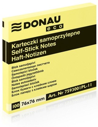 Notes samoprzylepny Donau Eco żółty 100k [mm:] 76x76 (7593001PL-11)