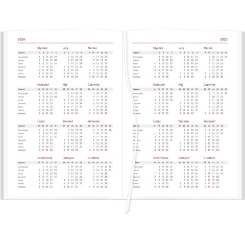 Kalendarz książkowy (terminarz) KRAFT Z GUMKĄ czerwony Wydawnictwo Wokół Nas 2024/2025 A5 tygodniowy A5 (A5TN069B-)