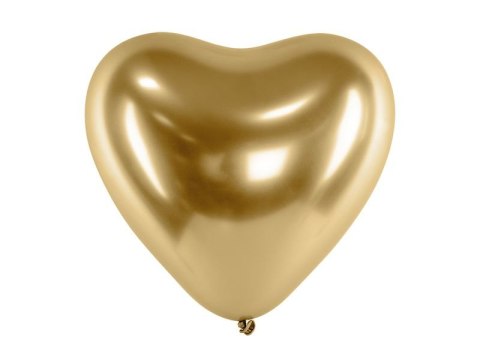 Balon gumowy Partydeco serca Glossy złoty 300mm (CHB2-019-50)