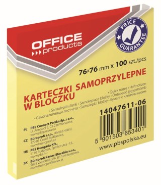 Notes samoprzylepny Office Products żółty jasny 100k [mm:] 76x76 (14047611-06)