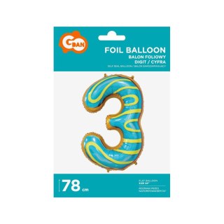 Balon foliowy Godan cyfra 3 CIASTECZKO 34cal (BC-HCS3)