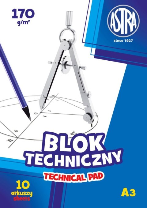 Blok techniczny Astra A3 biały 170g 10k