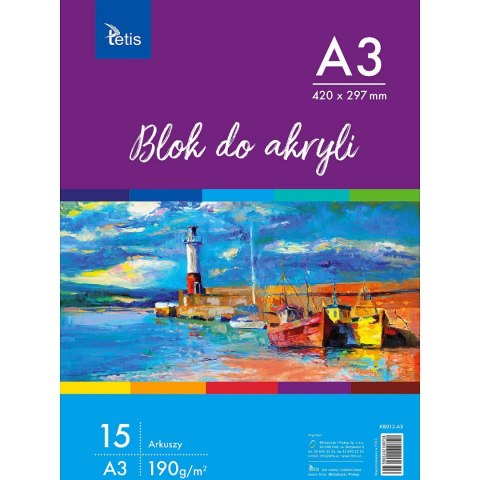 Blok artystyczny Tetis szkicownik A3 190g 15k (KB012-A3)