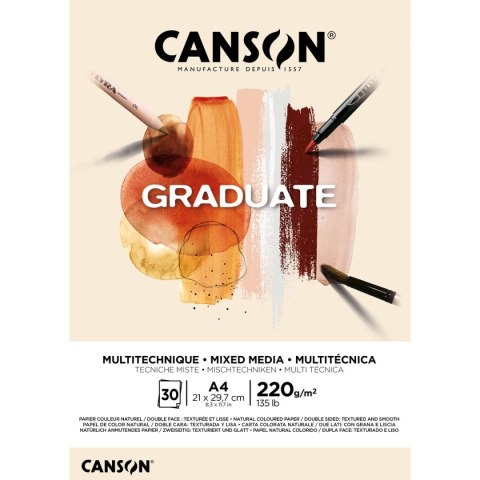 Blok rysunkowy Canson Mix Media Graduate A4 220g 20k (400110368)