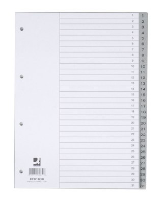 Przekładka numeryczna Q-Connect A4 szara 120g 31k 1-31 [mm:] 230x297 (KF01830)