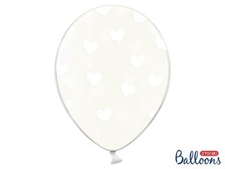 Balon gumowy Partydeco gumowy przezroczysty w serca 30 cm/6 sztuk (SB14C-228-099W-6)