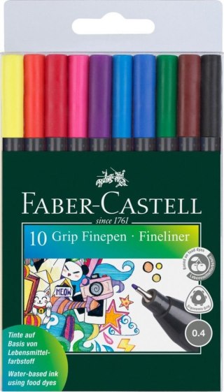 Cienkopisy Faber-Castell Grip Finepen 0,4 10 kolorów (FC151610)