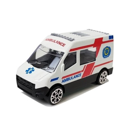 Ambulans Lean Zestaw Pojazdów Ambulans Pogotowie Resoraki 1:64 6 Sztuk (7595)