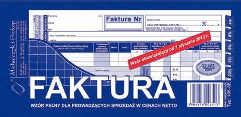 Druk offsetowy Michalczyk i Prokop Faktura VAT pełna 1/3 A4,80 kartek 1/3 A4 80k. (105-8E)