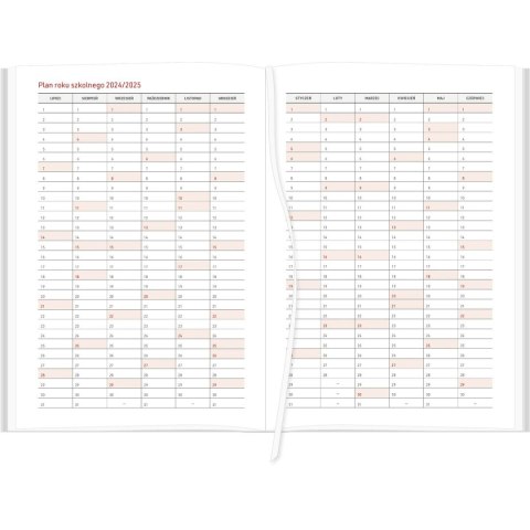 Kalendarz książkowy (terminarz) KRAFT Z GUMKĄ CZERWONY Wydawnictwo Wokół Nas 2024/2025 A5 DZIENNY A5 (A5DN069B-)