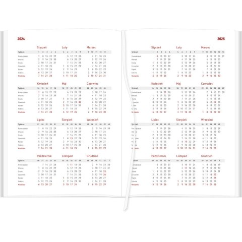Kalendarz książkowy (terminarz) KRAFT Z GUMKĄ CZERWONY Wydawnictwo Wokół Nas 2024/2025 A5 DZIENNY A5 (A5DN069B-)